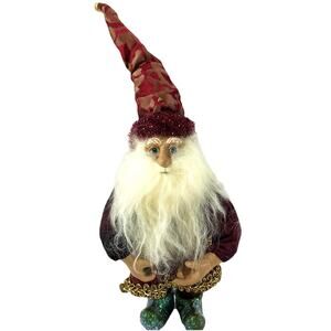 Wayne M. Kleski 8” Santa Gnome Figure Burgundy Outfit Gold Trim Green Boots